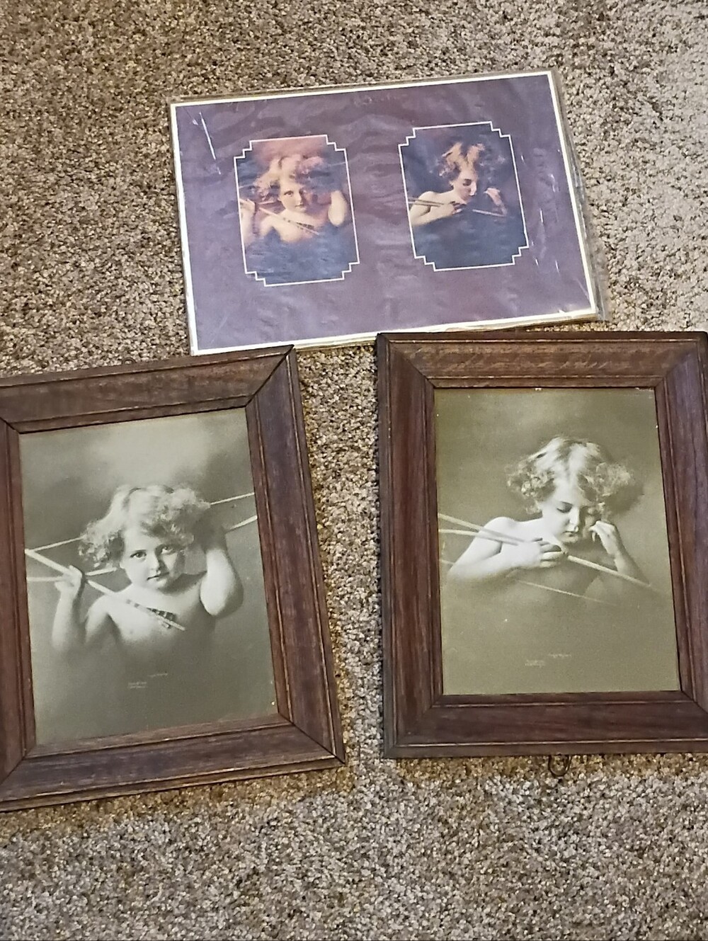 Vintage Cherub Cupid Prints Awake & Asleep